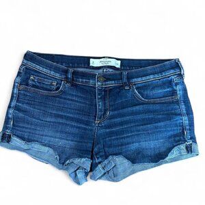 Y2K cute Abercrombie & Fitch blue denim low rise shorts with rolled up bottom